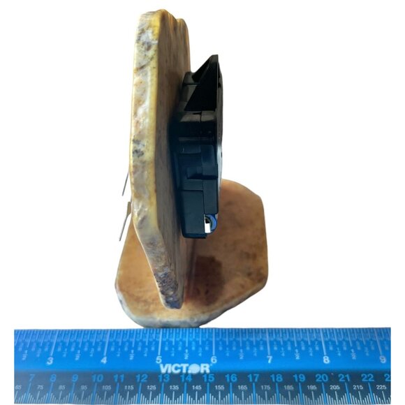 Quartz Stone Desk Clock Gold Hands & Numbers Tested Works Table Top Shelf VTG - Picture 9 of 9